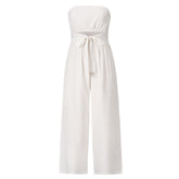 Lässiges Schnürset, Tube-Top, Schnürung, gerader Jumpsuit
